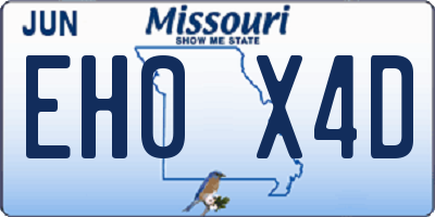 MO license plate EH0X4D