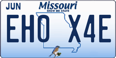 MO license plate EH0X4E