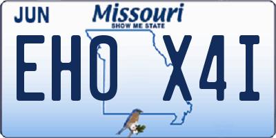 MO license plate EH0X4I