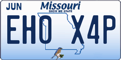 MO license plate EH0X4P
