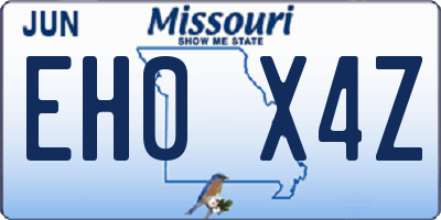 MO license plate EH0X4Z