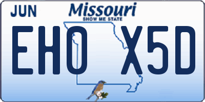MO license plate EH0X5D