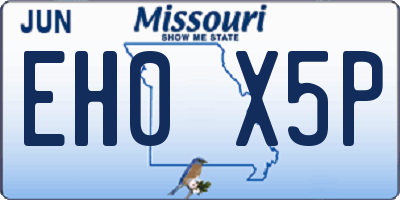 MO license plate EH0X5P
