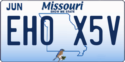 MO license plate EH0X5V