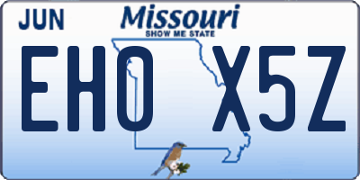 MO license plate EH0X5Z