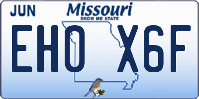 MO license plate EH0X6F