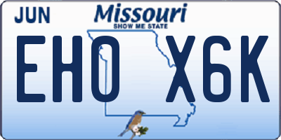 MO license plate EH0X6K