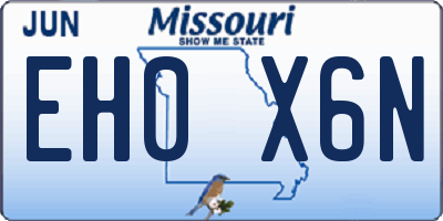 MO license plate EH0X6N