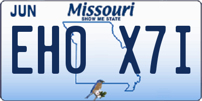 MO license plate EH0X7I