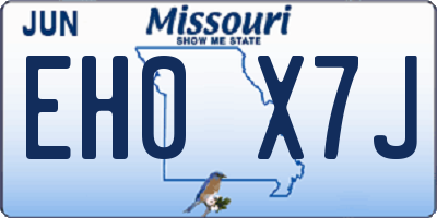 MO license plate EH0X7J