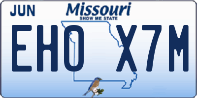 MO license plate EH0X7M