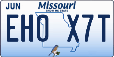 MO license plate EH0X7T