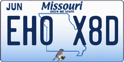MO license plate EH0X8D
