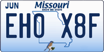 MO license plate EH0X8F
