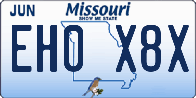 MO license plate EH0X8X