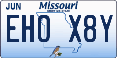 MO license plate EH0X8Y