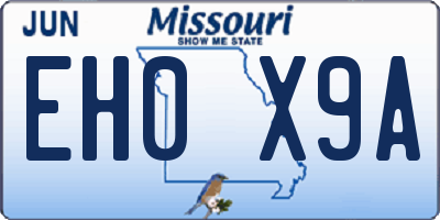 MO license plate EH0X9A