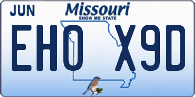 MO license plate EH0X9D