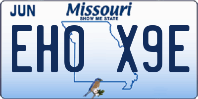 MO license plate EH0X9E