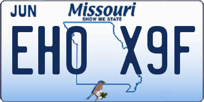 MO license plate EH0X9F