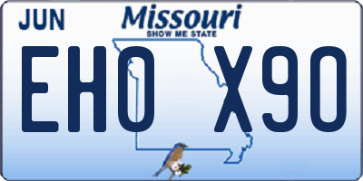 MO license plate EH0X9O