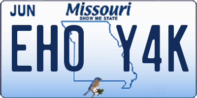MO license plate EH0Y4K