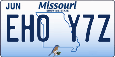 MO license plate EH0Y7Z