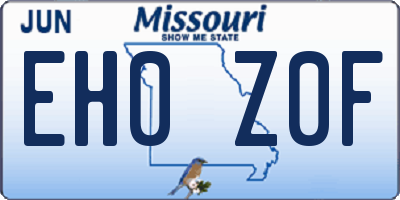 MO license plate EH0Z0F
