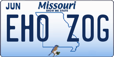 MO license plate EH0Z0G