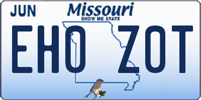 MO license plate EH0Z0T