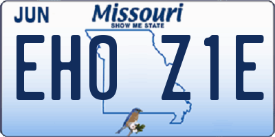 MO license plate EH0Z1E