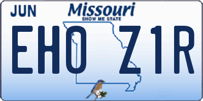 MO license plate EH0Z1R