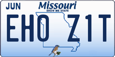 MO license plate EH0Z1T