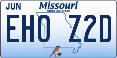 MO license plate EH0Z2D