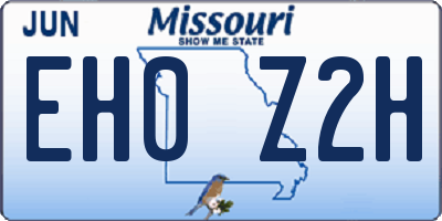 MO license plate EH0Z2H