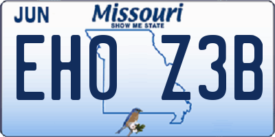 MO license plate EH0Z3B