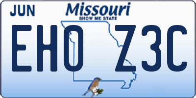MO license plate EH0Z3C