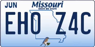 MO license plate EH0Z4C