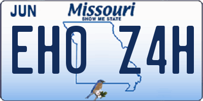 MO license plate EH0Z4H