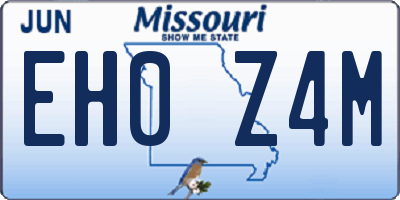 MO license plate EH0Z4M