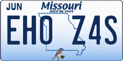 MO license plate EH0Z4S