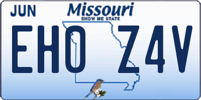 MO license plate EH0Z4V