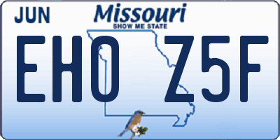 MO license plate EH0Z5F