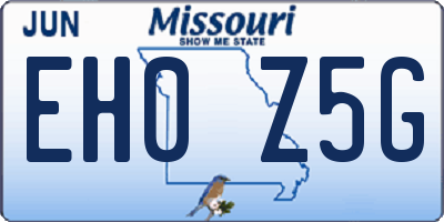 MO license plate EH0Z5G