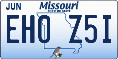 MO license plate EH0Z5I
