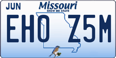 MO license plate EH0Z5M
