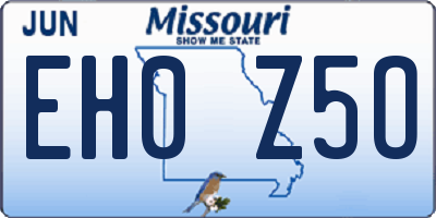 MO license plate EH0Z5O