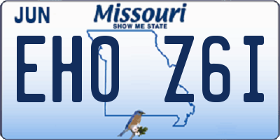 MO license plate EH0Z6I
