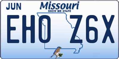 MO license plate EH0Z6X
