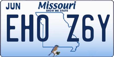 MO license plate EH0Z6Y